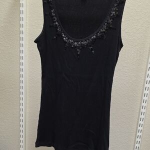 Express Black Sequin Scoop Neck Tank